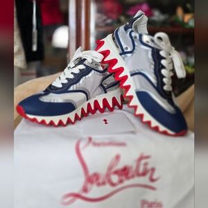 Christian Louboutin Sharkina Sneakers in Blue, White, and Silver